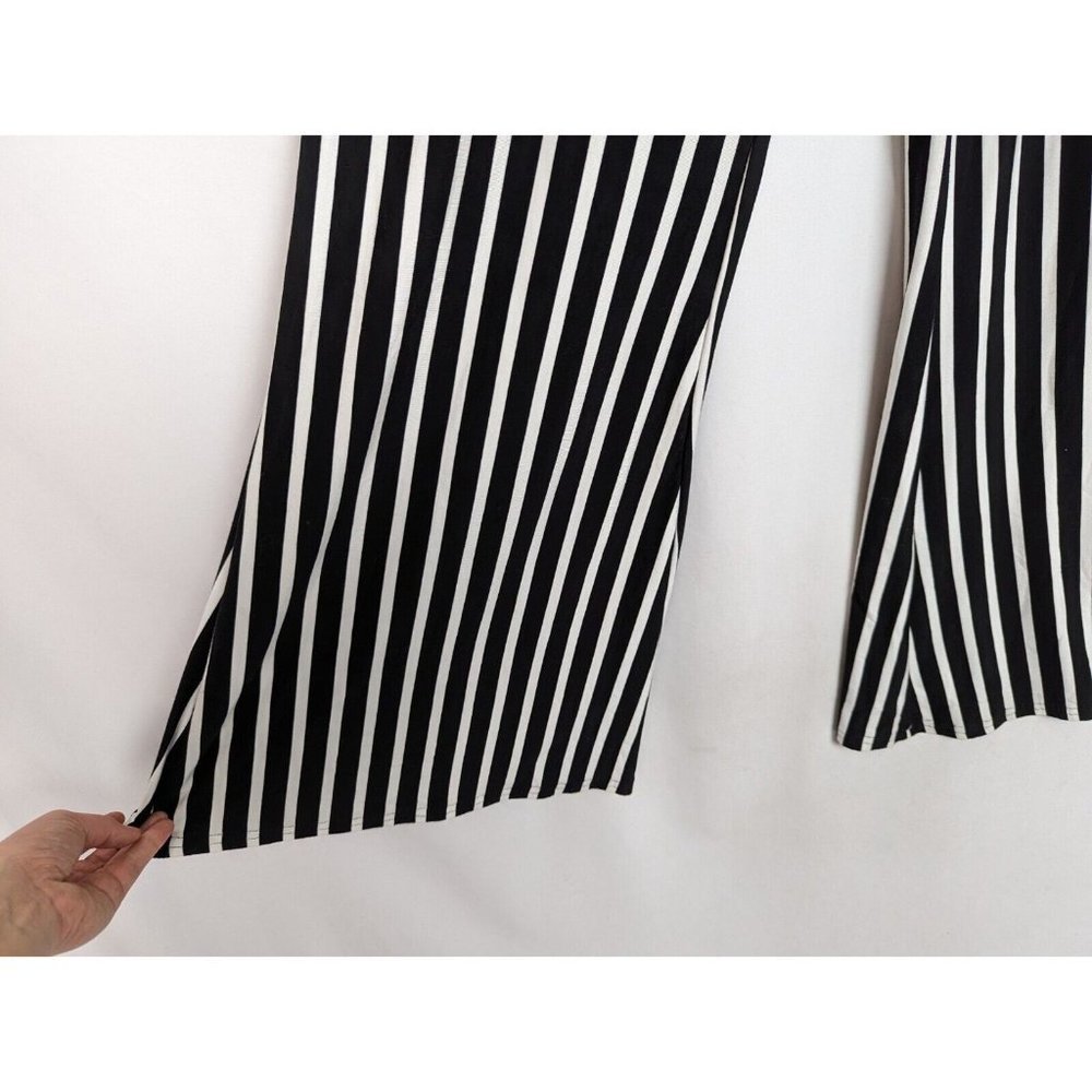 Joseph Ribkoff 6 Black/White Striped Palazzo Pants Side Pockets Elastic Waist - Picture 6 of 7